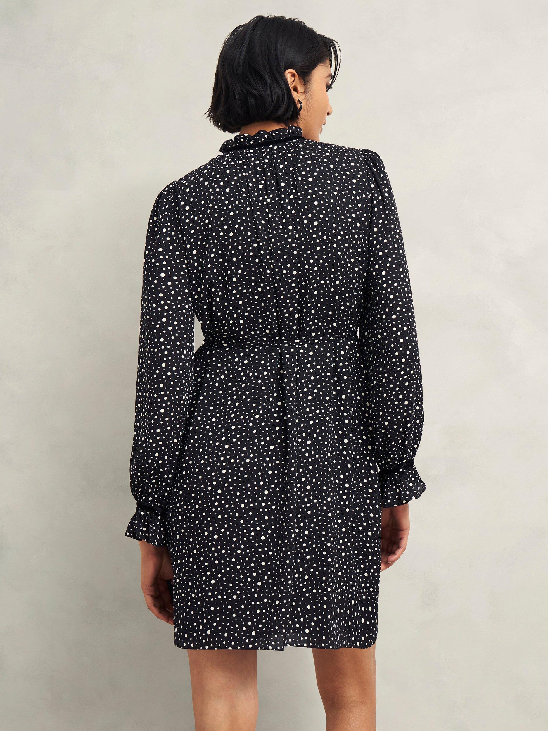 Product image 2 of 6, which shows Hobbs Otilla Dress, Black/Ivory, 10