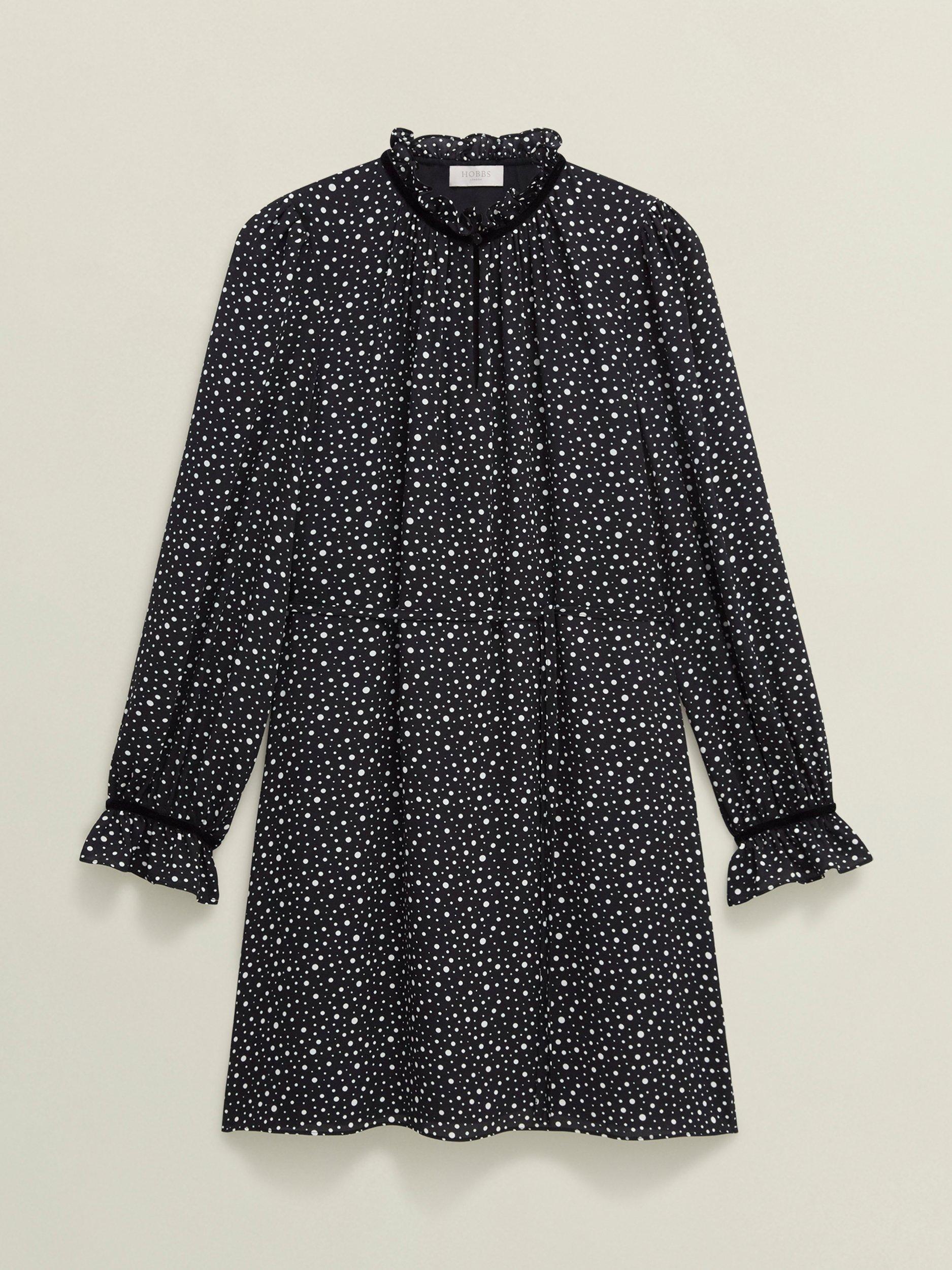Product image 4 of 6, which shows Hobbs Otilla Dress, Black/Ivory, 10