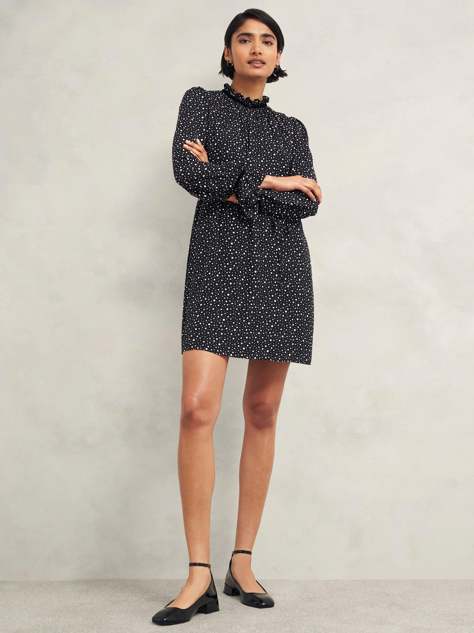 Product image 5 of 6, which shows Hobbs Otilla Dress, Black/Ivory, 10