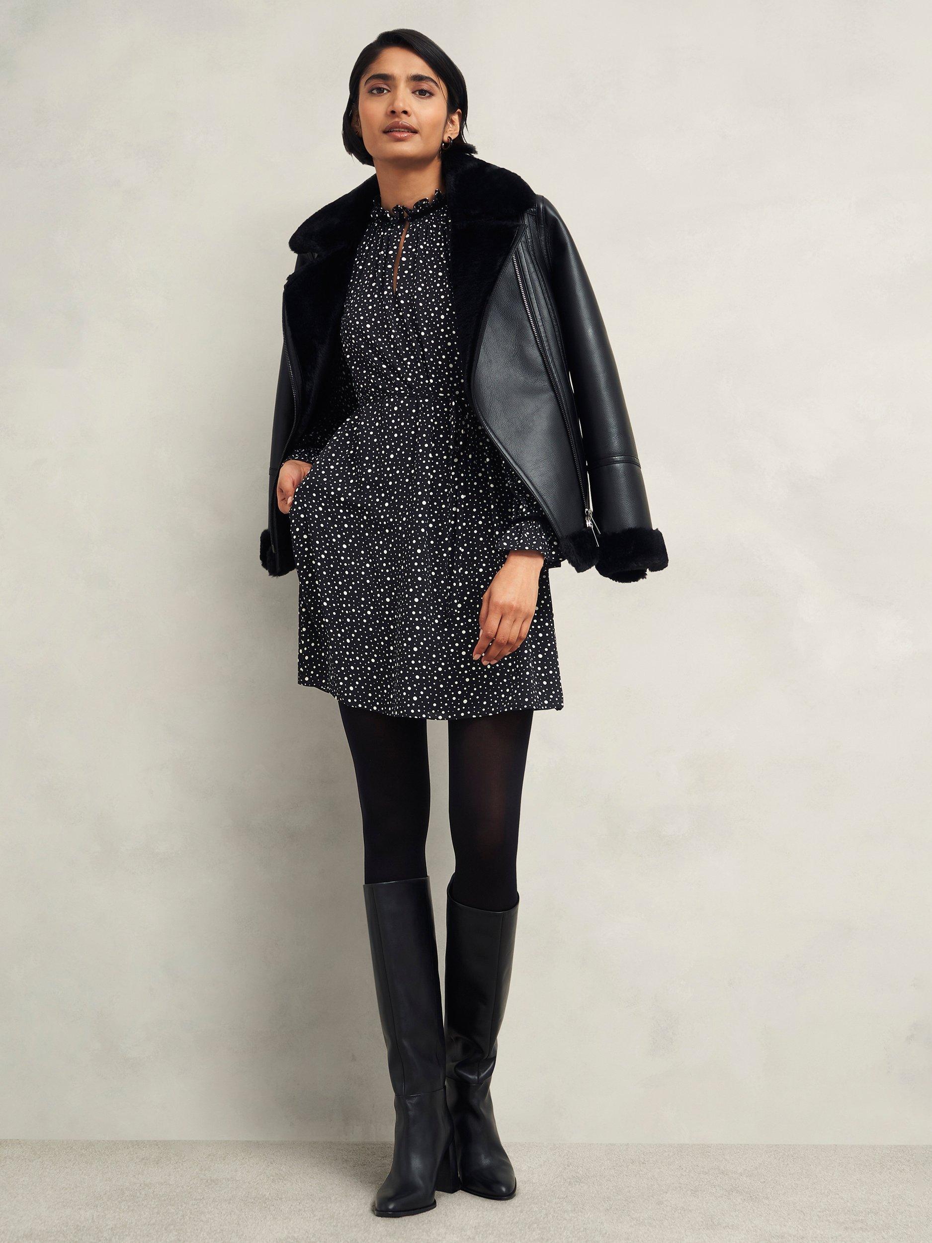 Product image 6 of 6, which shows Hobbs Otilla Dress, Black/Ivory, 10