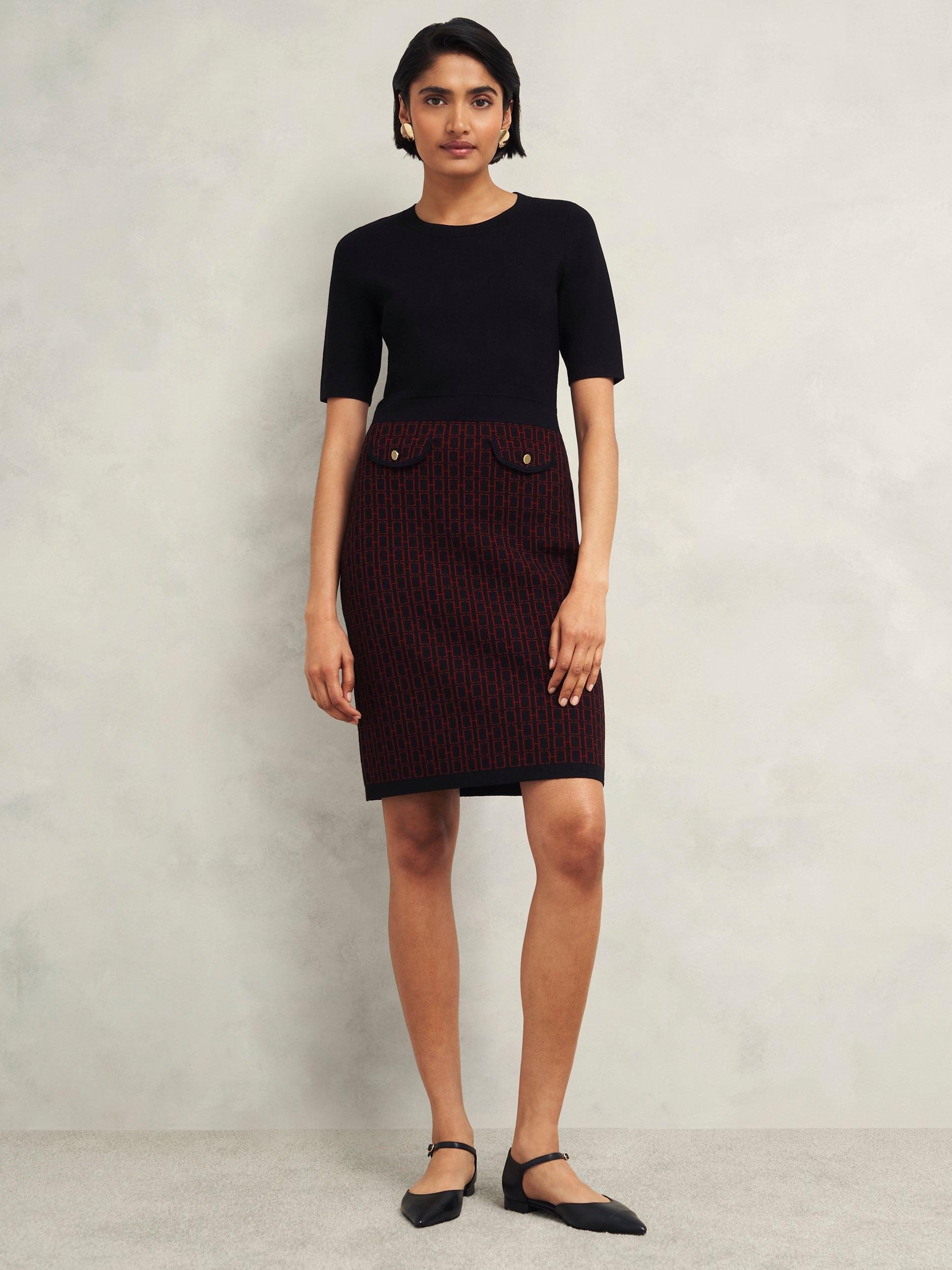 Hobbs Perrie Knitted Dress Black Rhubarb