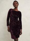 Hobbs Sawyer Sequin Dress, Warm Plum