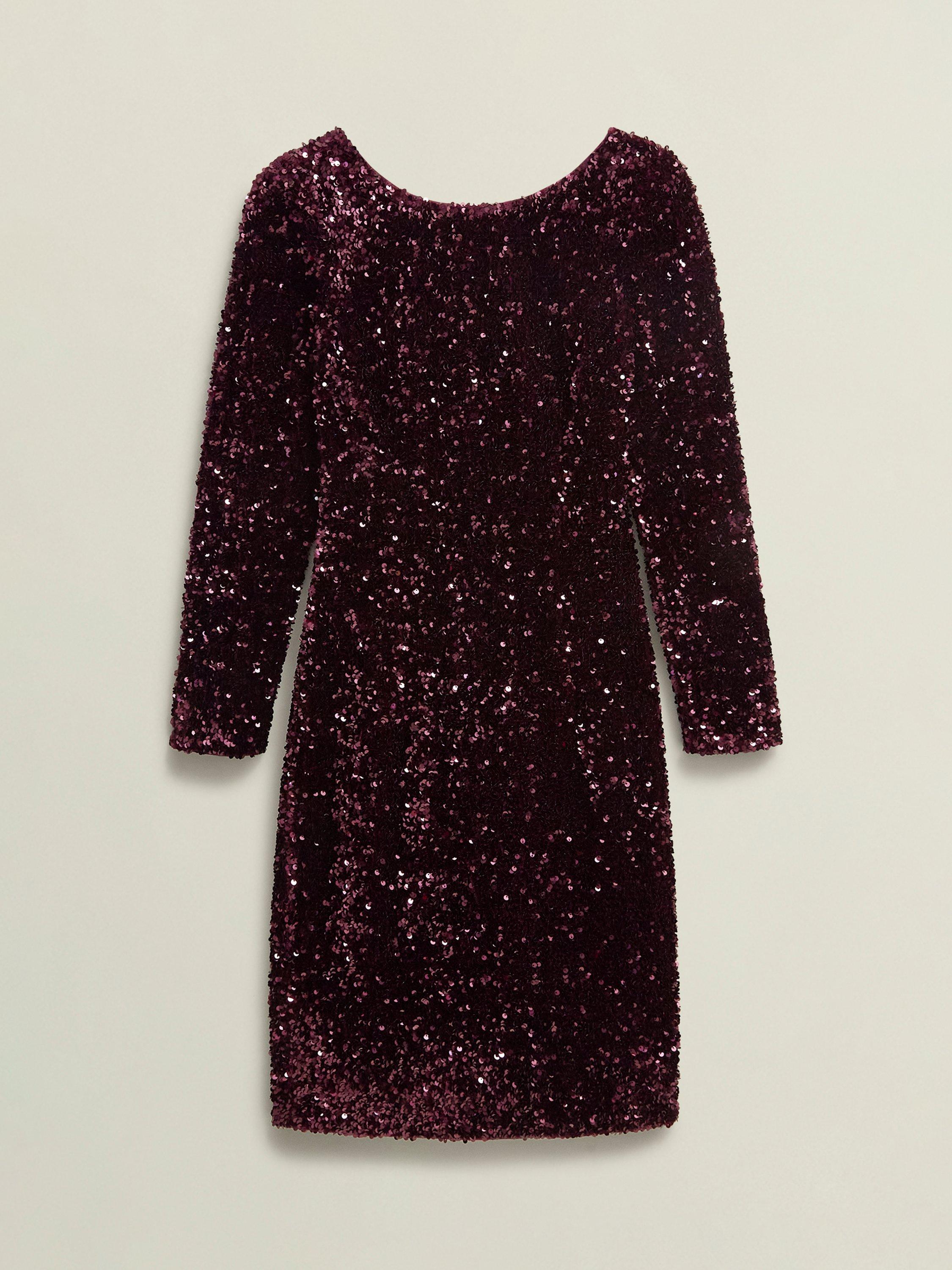 Hobbs Sawyer Sequin Dress Warm Plum