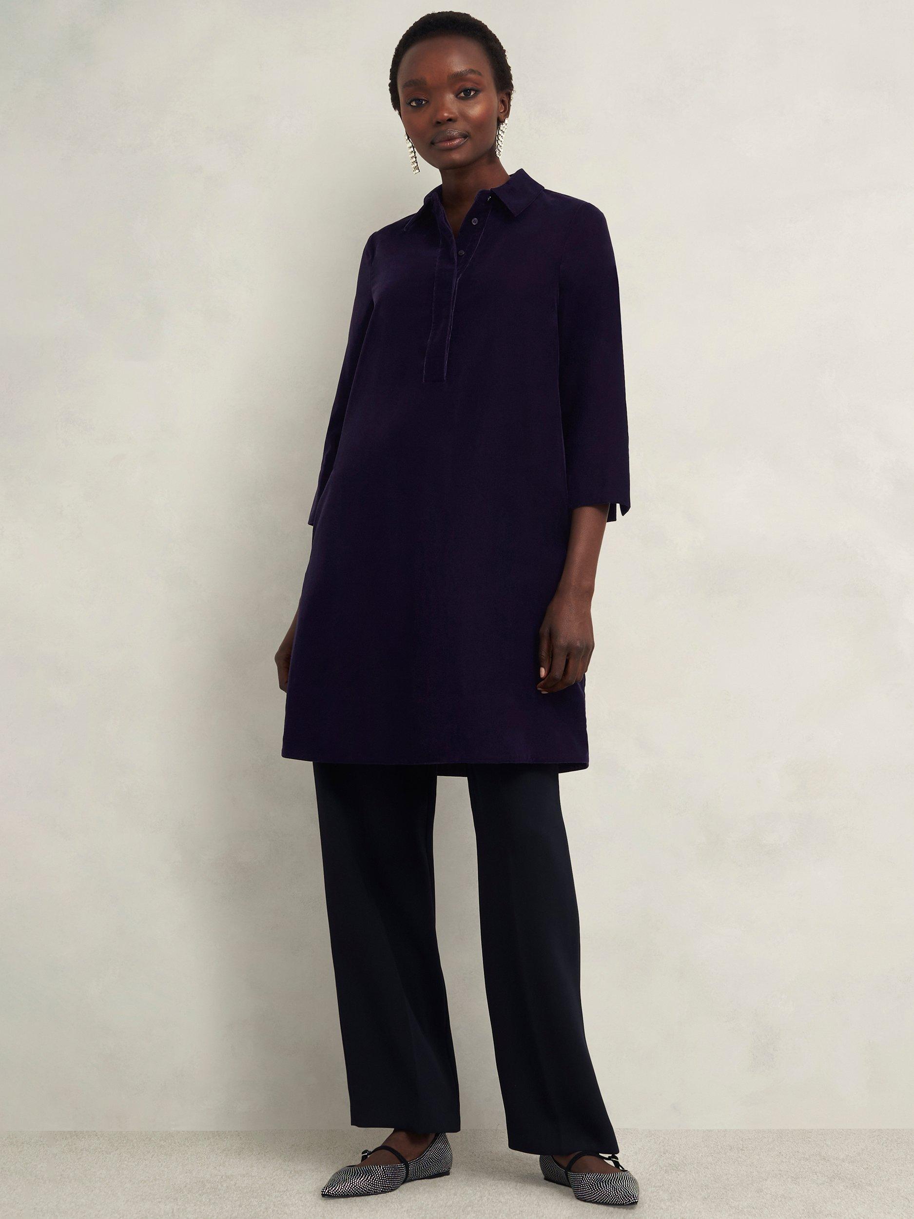 Product image 5 of 7, which shows Hobbs Marciella Velvet Dress, Midnight Navy, 10