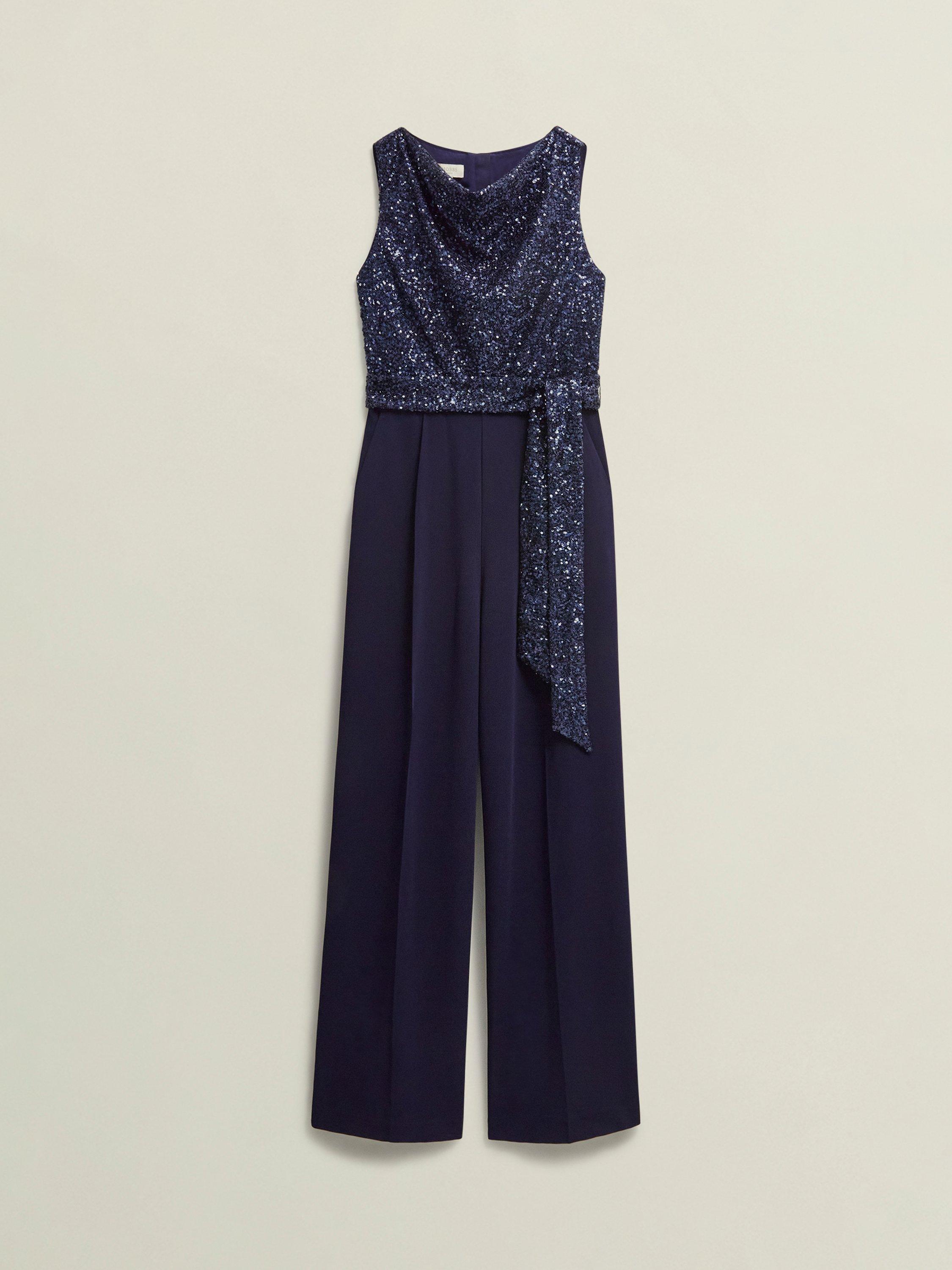 ホブズ HOBBS ZURI JUMPSUIT （MIDNIGHT NAVY） HOBBS Lina Pebble Print Jumpsuit in Navy/Ivory | endource