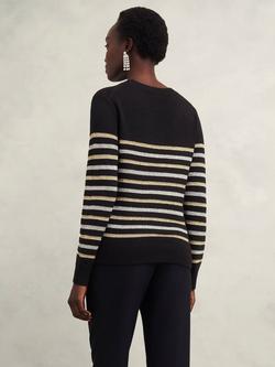 Hobbs Destiny Striped Jumper, Black/Multi - view 2, Black/Multi