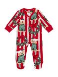 Chelsea Peers Baby Christmas Dog & Wreath Print Sleepsuit, Red/Multi