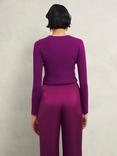 Hobbs Hayden Button Neck Jumper, Vibrant Purple