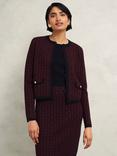 Hobbs Perrie Knitted Jacket, Black/Rhubarb