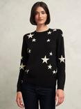 Hobbs Samira Star Wool Blend Jumper, Black/Ivory