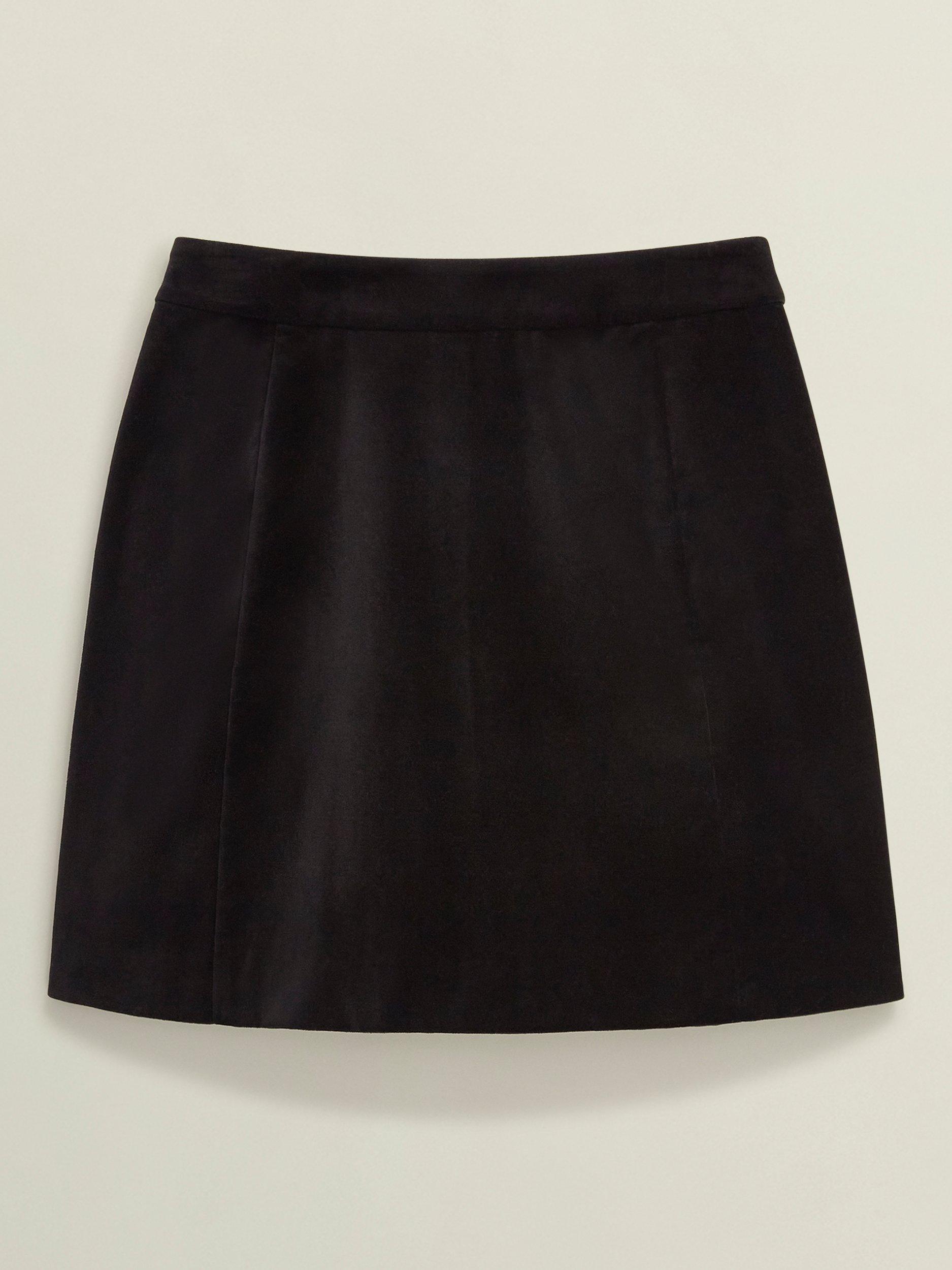 Product image 4 of 7, which shows Hobbs Izzy Velvet Mini Skirt, Black, 16