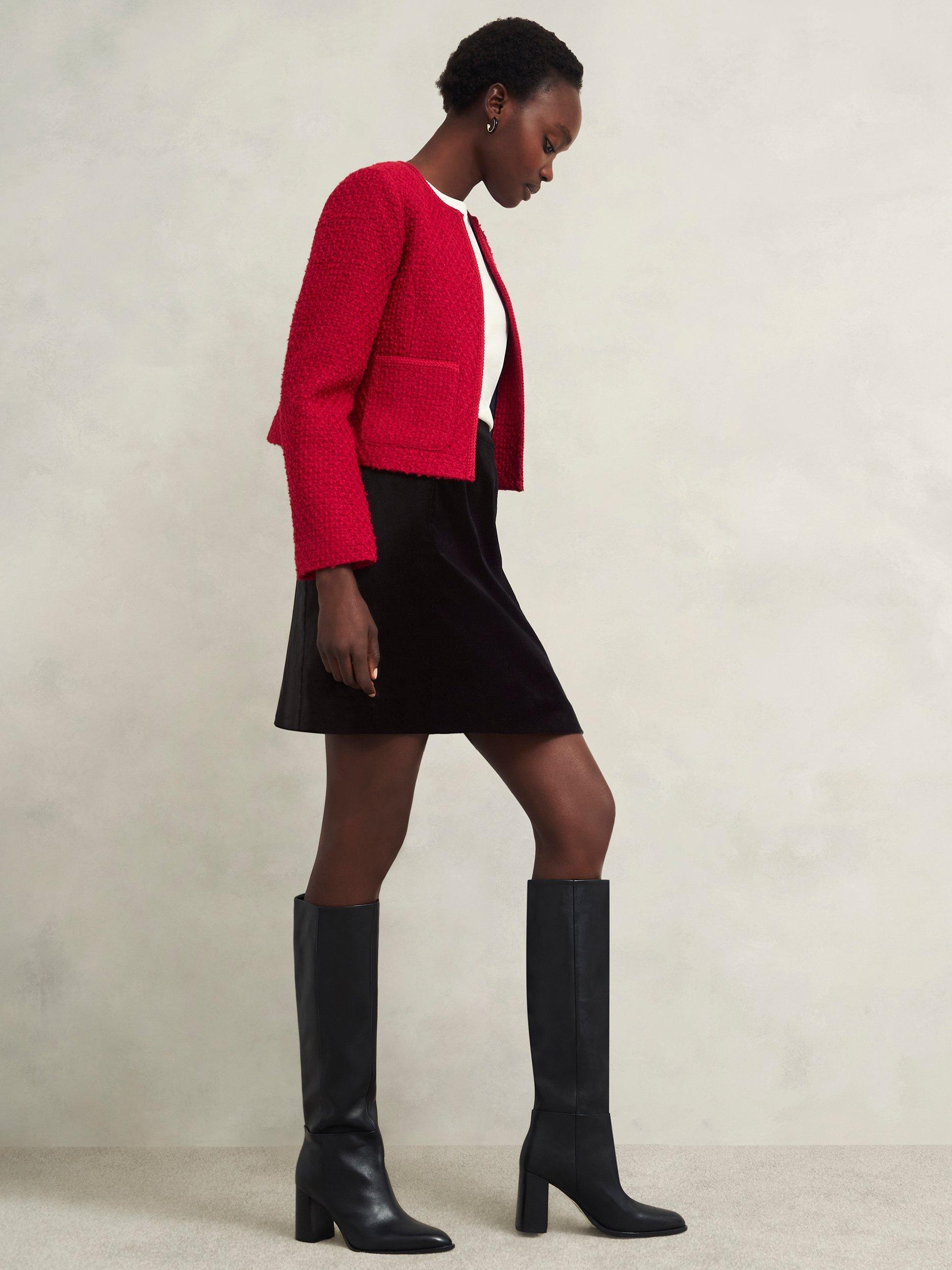 Product image 6 of 7, which shows Hobbs Izzy Velvet Mini Skirt, Black, 16