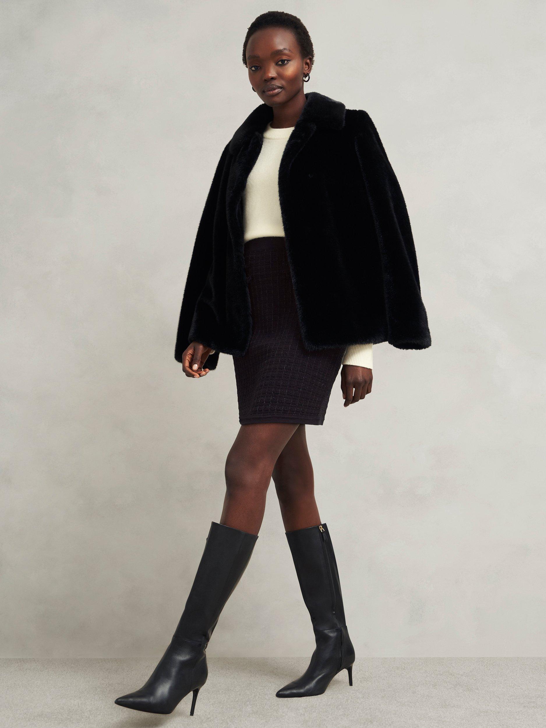 Product image 7 of 7, which shows Hobbs Izzy Velvet Mini Skirt, Black, 16