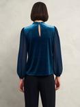 Hobbs Rosalie Velvet Blouse, Riverside Blue