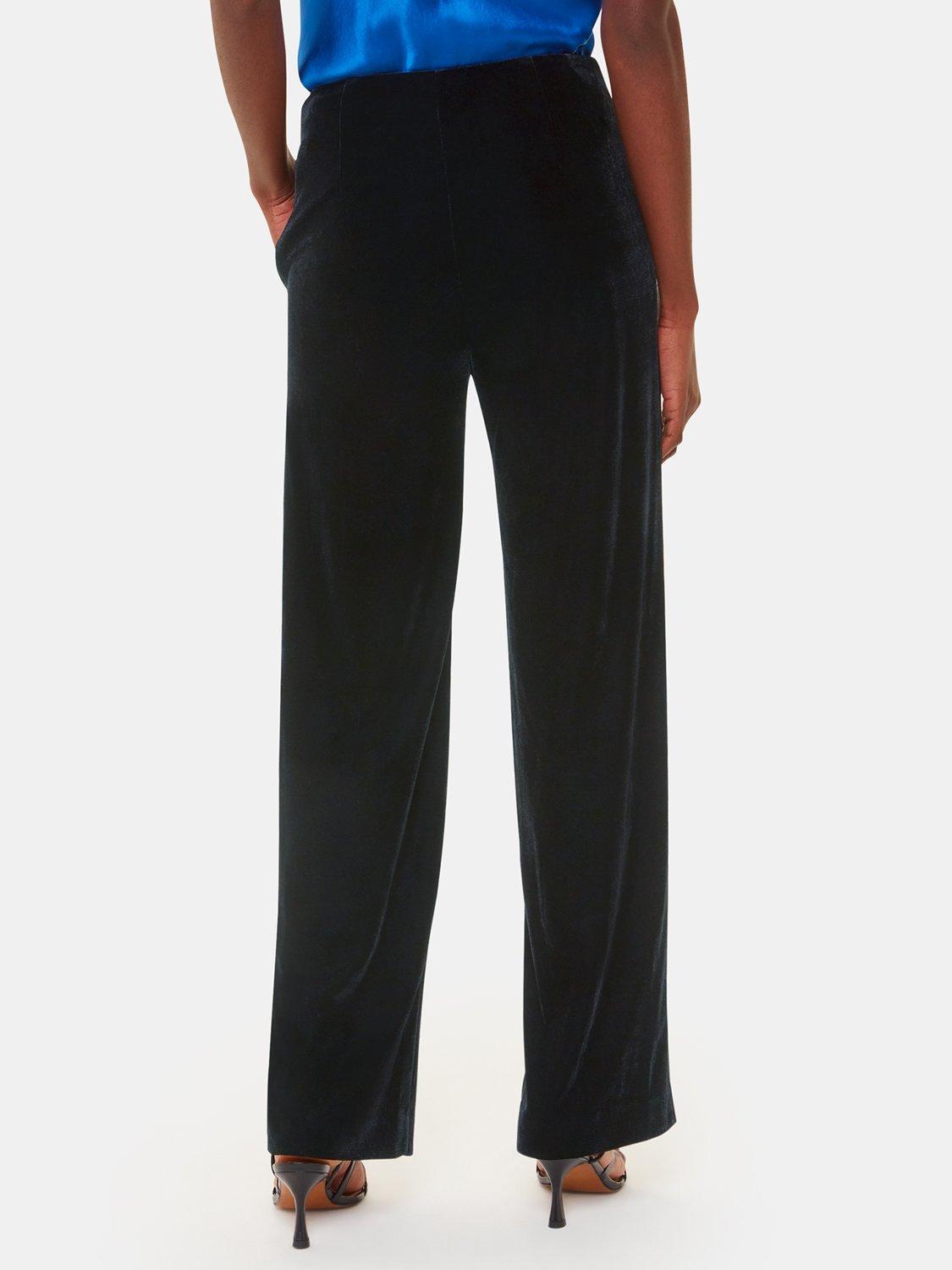 Product image 2 of 5, which shows Whistles Velvet Full Length Trousers, Black, 6