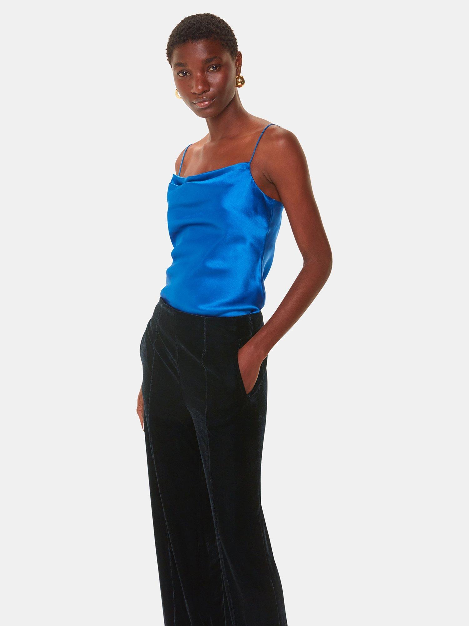 Product image 3 of 5, which shows Whistles Velvet Full Length Trousers, Black, 6