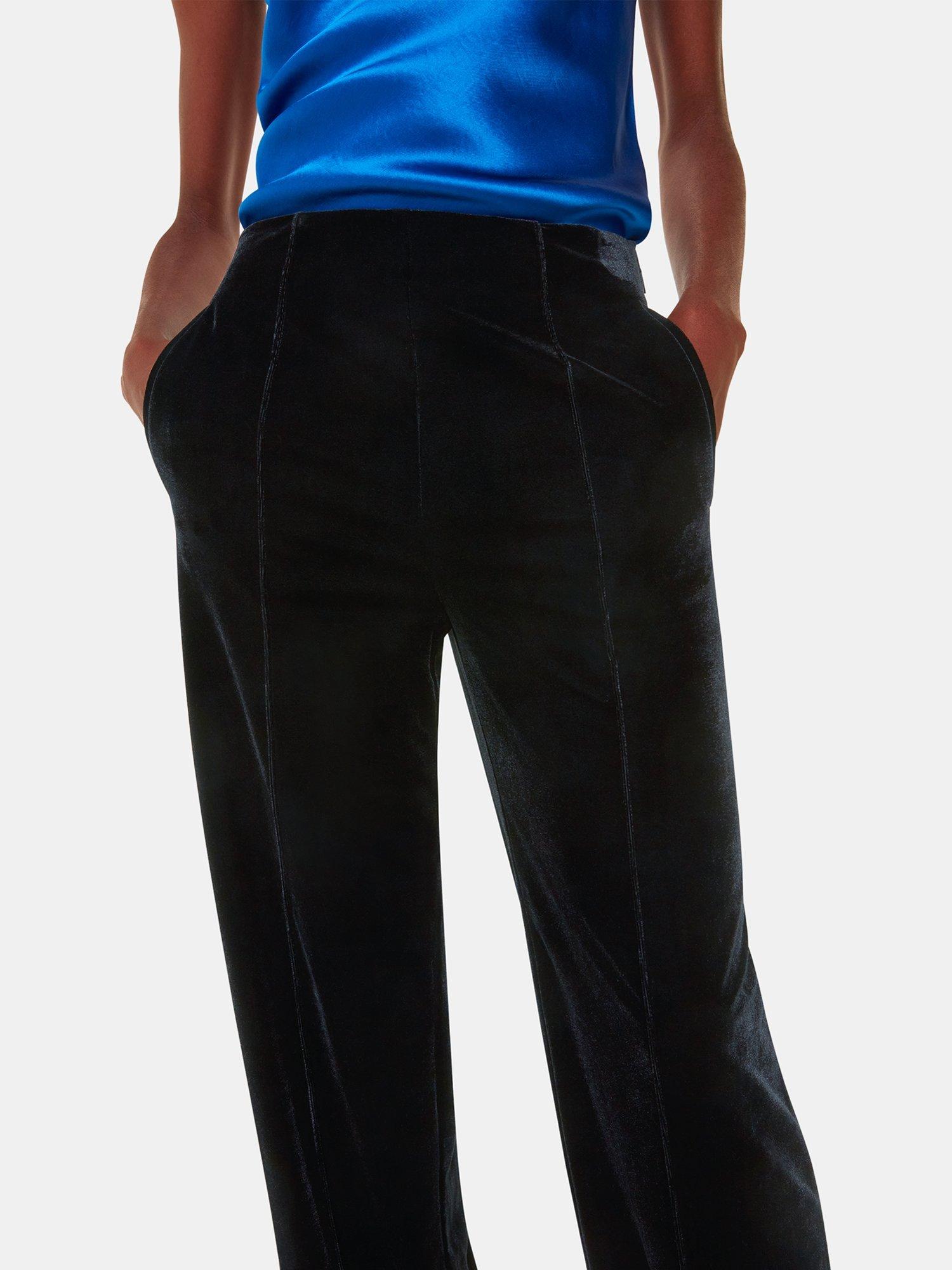 Product image 4 of 5, which shows Whistles Velvet Full Length Trousers, Black, 6