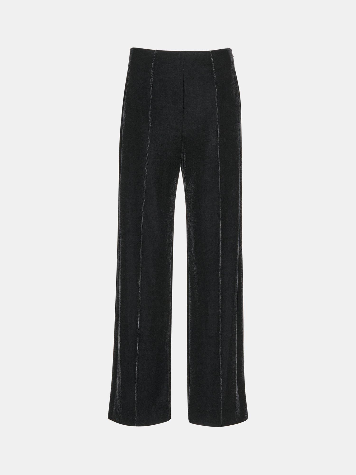 Product image 5 of 5, which shows Whistles Velvet Full Length Trousers, Black, 6