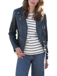 Celtic & Co. Leather Biker Jacket, Indigo