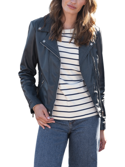 Celtic & Co. Leather Biker Jacket, Indigo