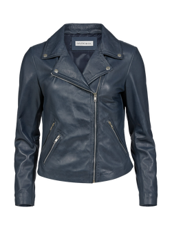 Celtic & Co. Leather Biker Jacket - view 2, Indigo