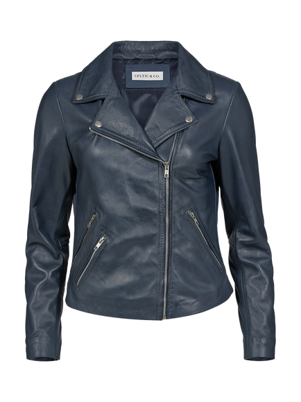 Celtic & Co. Leather Biker Jacket - view 2, Indigo