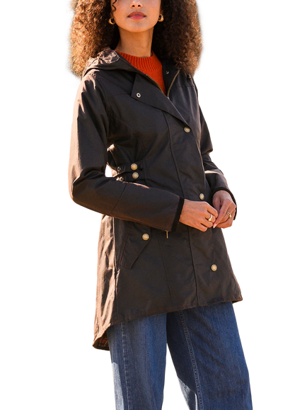 Celtic & Co. Waxed Cotton Riding Coat, Dark Brown