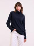 Celtic & Co. Geelong Slouch Roll Neck Jumper, Dark Navy