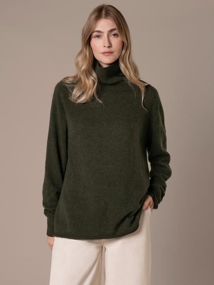 Celtic & Co. Geelong Slouch Roll Neck Jumper, Olive