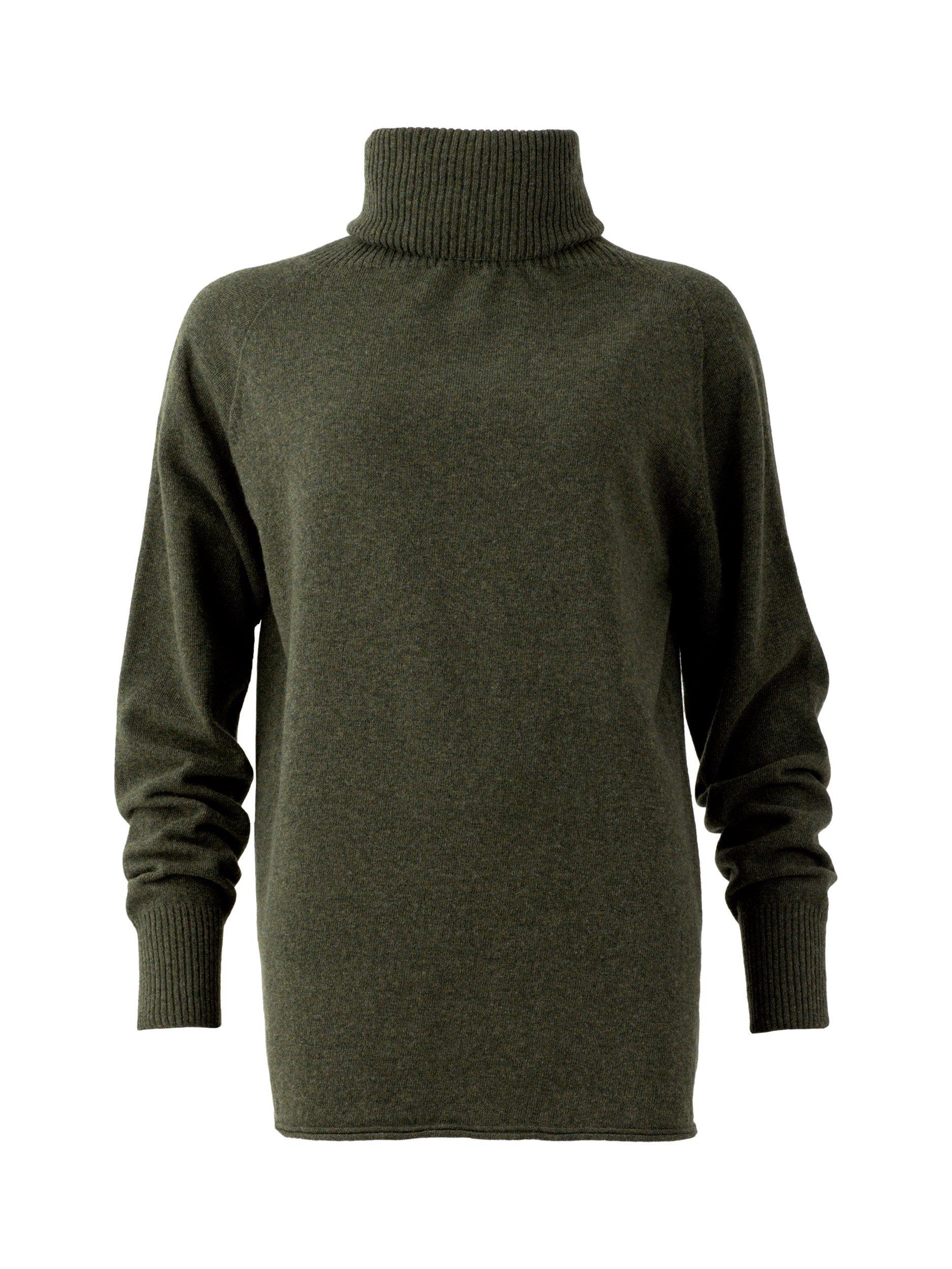Product image 6 of 7, which shows Celtic & Co. Geelong Slouch Roll Neck Jumper, Olive, XS