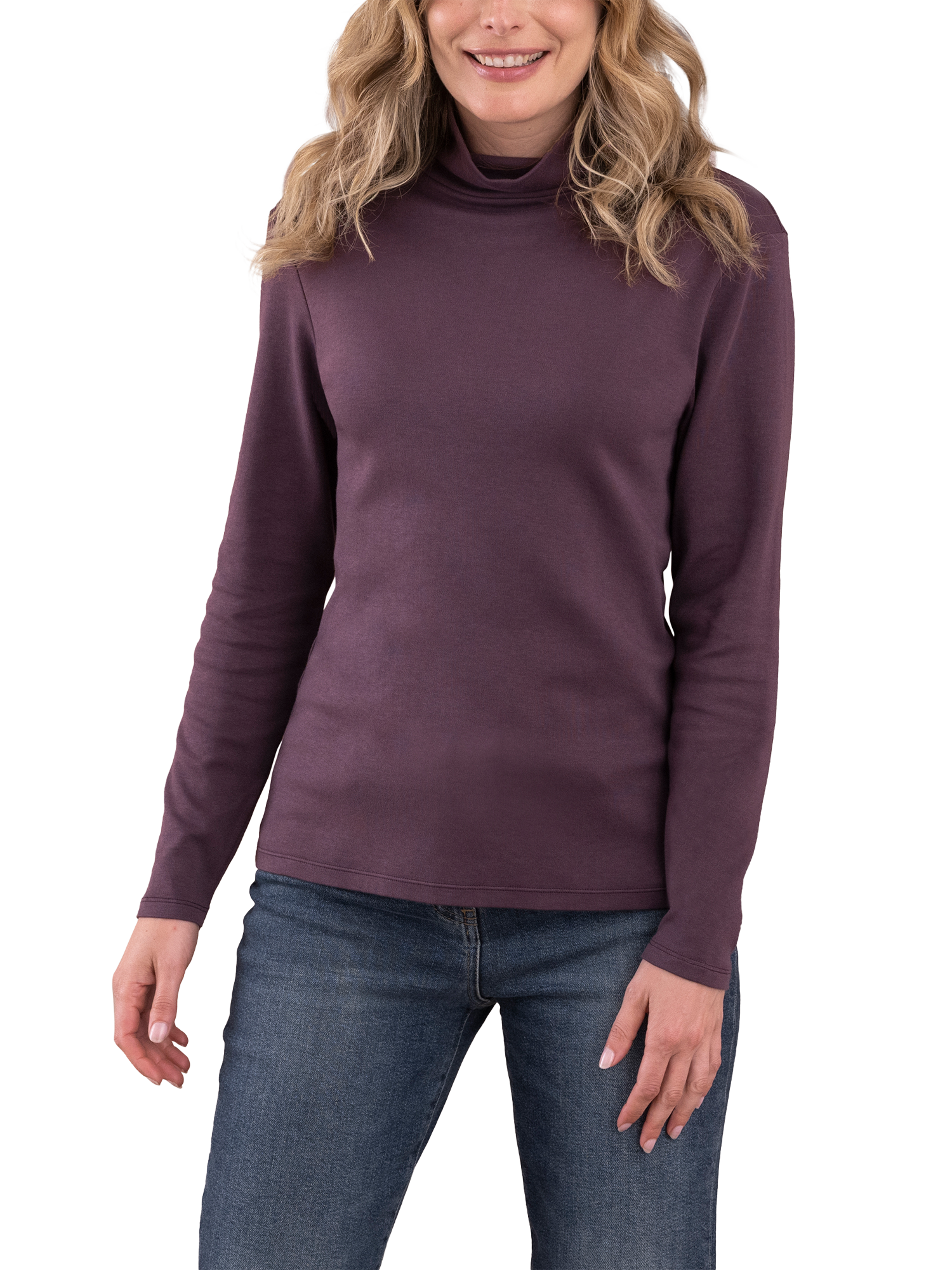 Celtic & Co. Funnel Neck Long Sleeve Top, Damson, 18