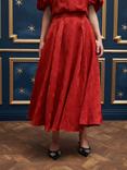 Sister Jane Charm Floral Jacquard Midi Skirt, Red