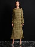 GHOSPELL Keily Ruffled Midi Dress, Green