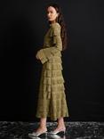 GHOSPELL Keily Ruffled Midi Dress, Green