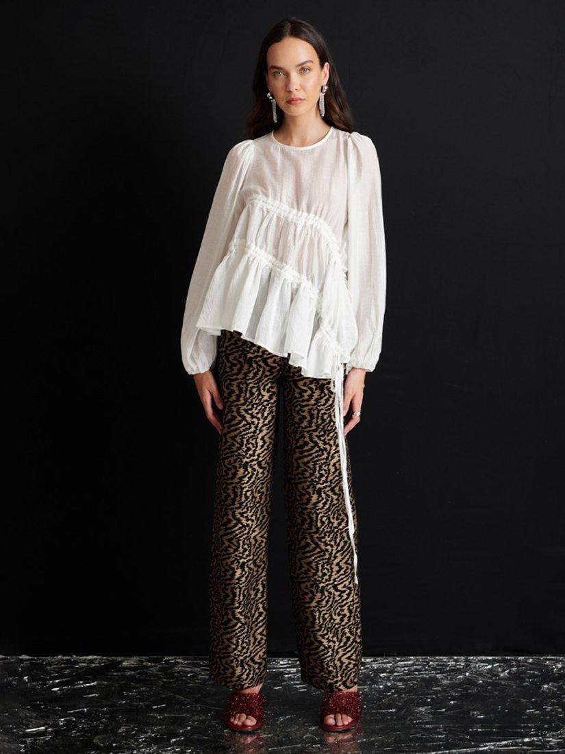 Product image 2 of 6, which shows GHOSPELL Phoebe Jacquard Trousers, Brown/Black, 10