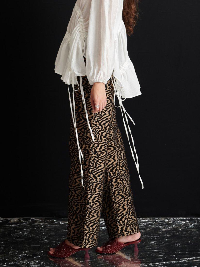 Product image 3 of 6, which shows GHOSPELL Phoebe Jacquard Trousers, Brown/Black, 10