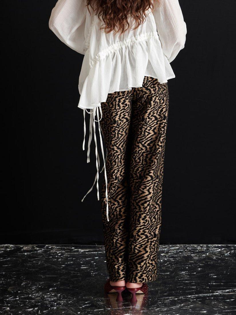 Product image 4 of 6, which shows GHOSPELL Phoebe Jacquard Trousers, Brown/Black, 10