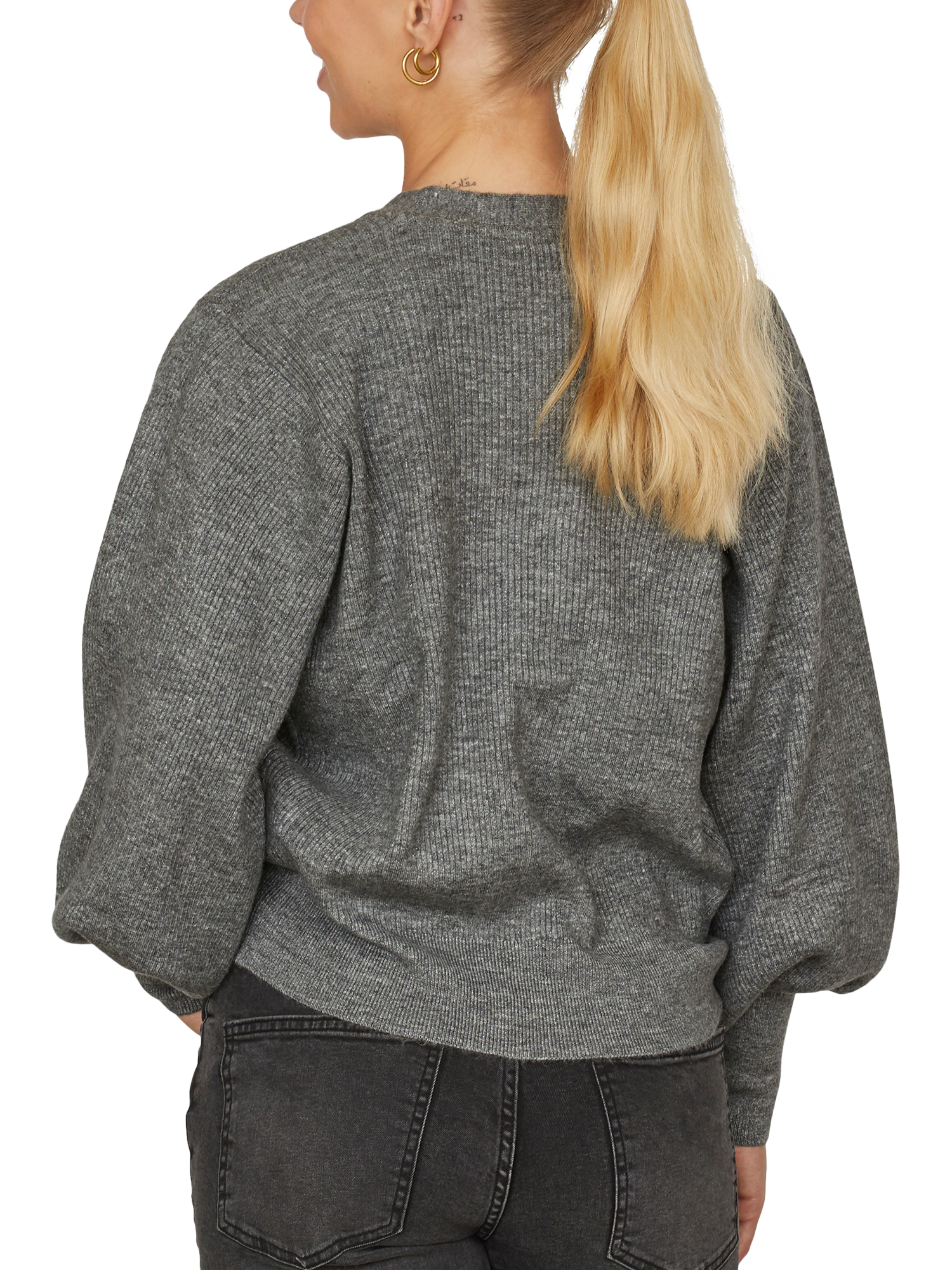 Product image 2 of 4, which shows Sisters Point Isea Knit Cardigan, Grey Melange, XS