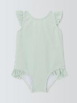 John Lewis Baby Seersucker Swimsuit, Green