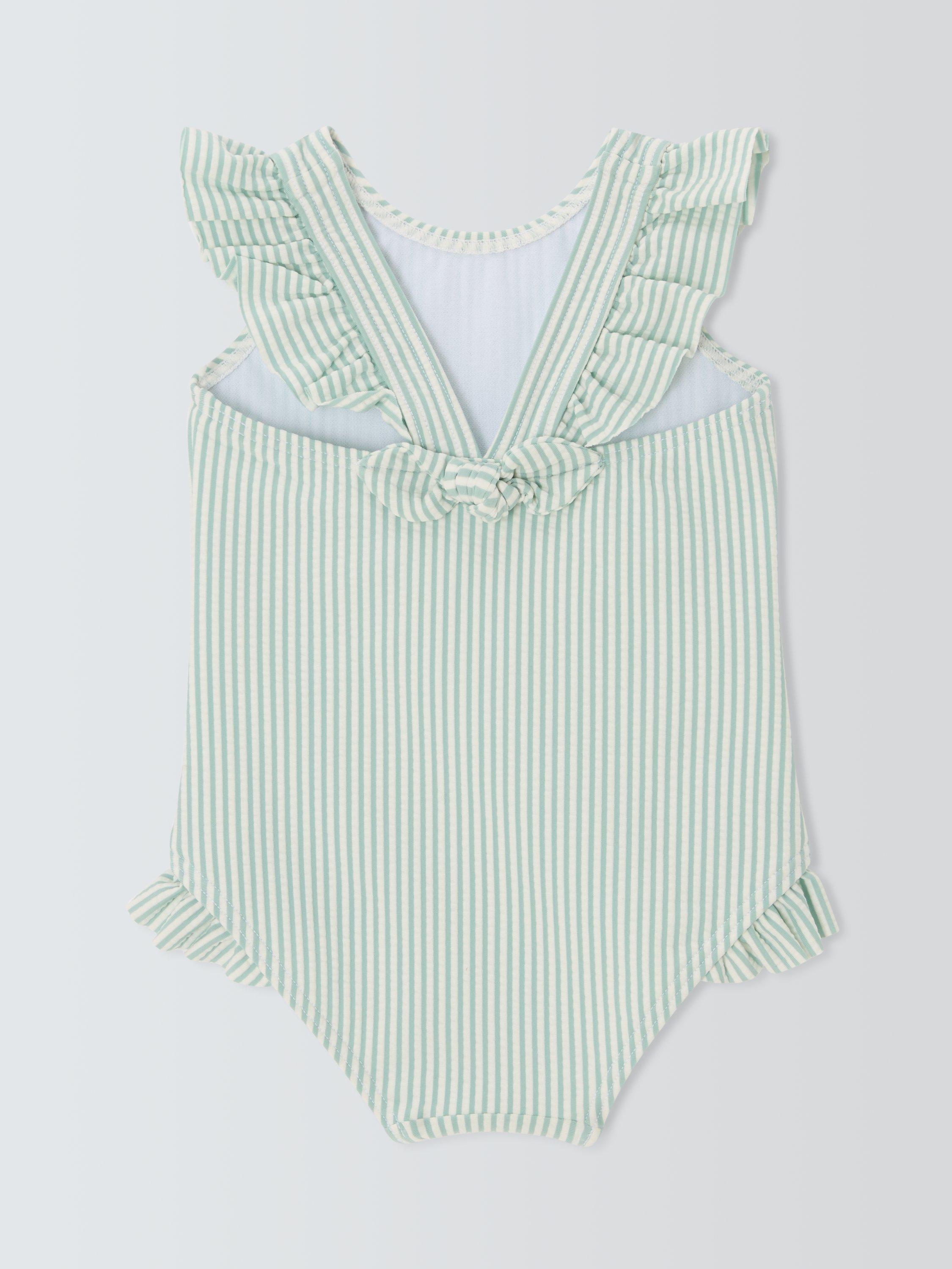 Product image 2 of 3, which shows John Lewis Baby Seersucker Swimsuit, Green, 3-6 months
