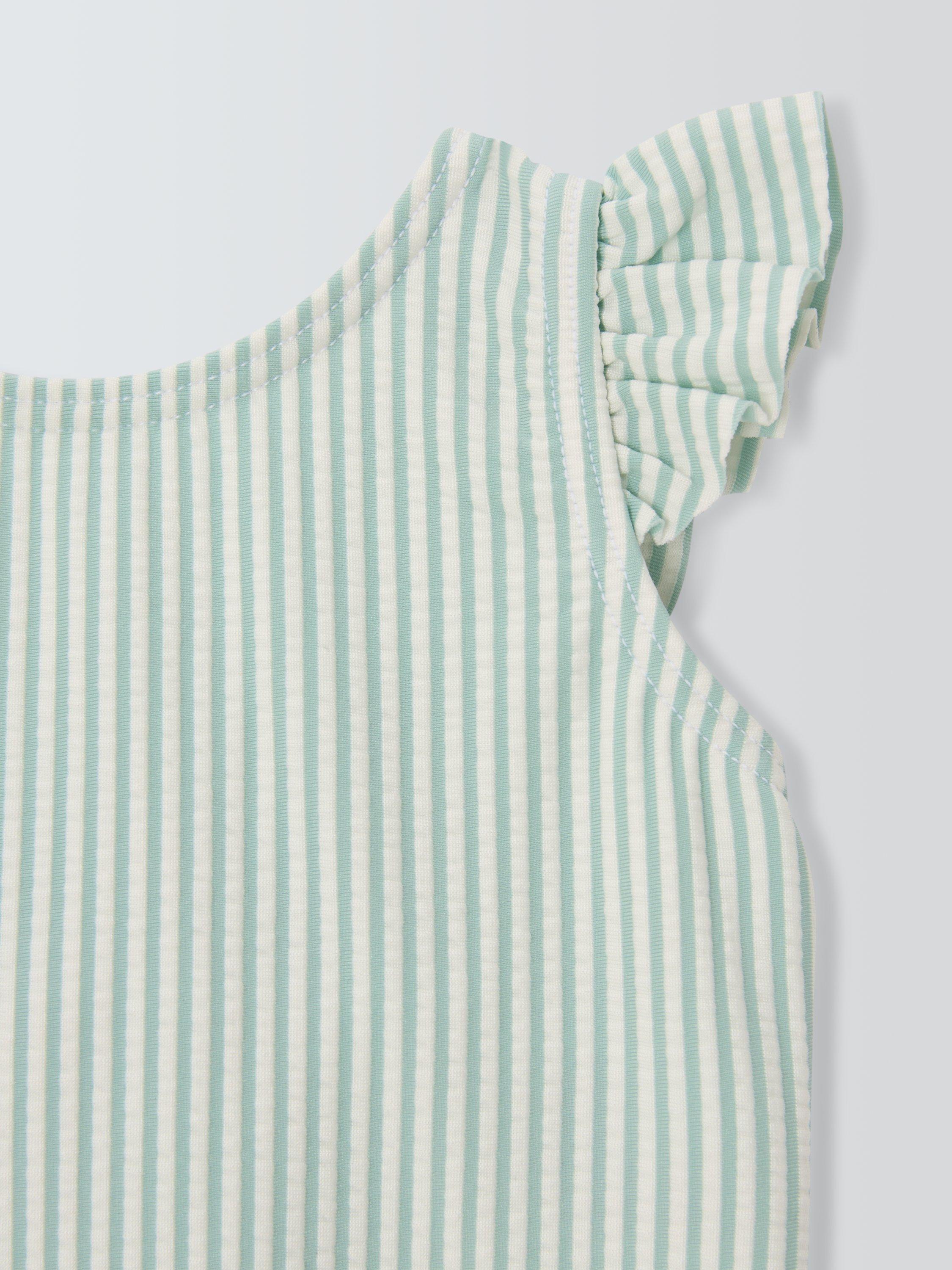 Product image 3 of 3, which shows John Lewis Baby Seersucker Swimsuit, Green, 3-6 months