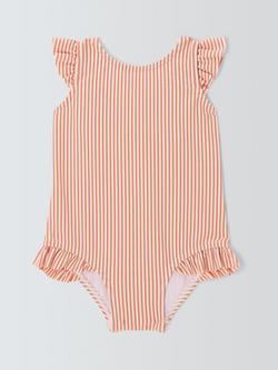 John Lewis Baby Seersucker Swimsuit, Orange, Orange