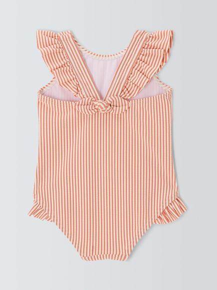 John Lewis Baby Seersucker Swimsuit, Orange - view 2, Orange