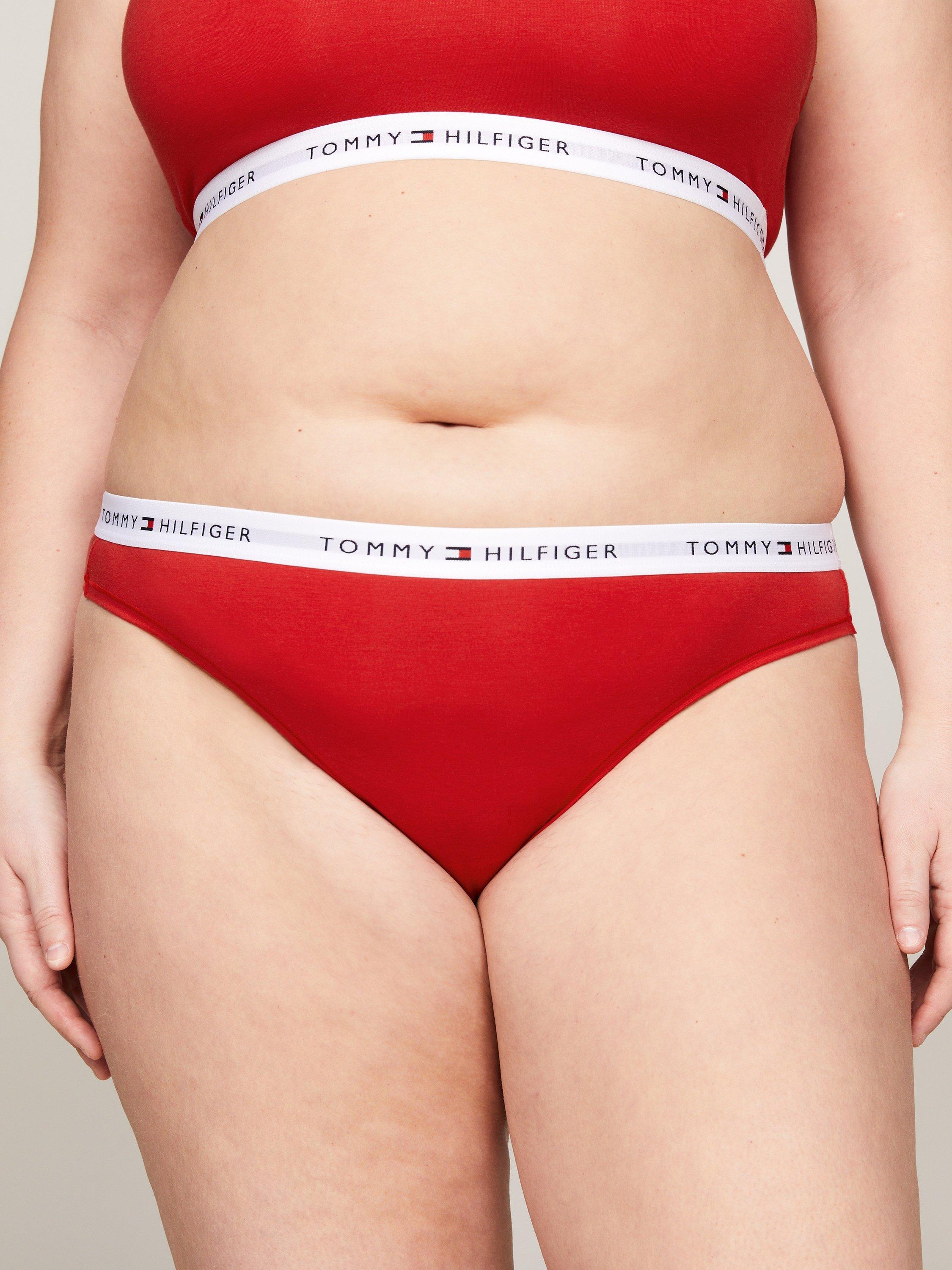 Product image 1 of 5, which shows Tommy Hilfiger Curve Logo Waistband Thong, Primary Red, XL