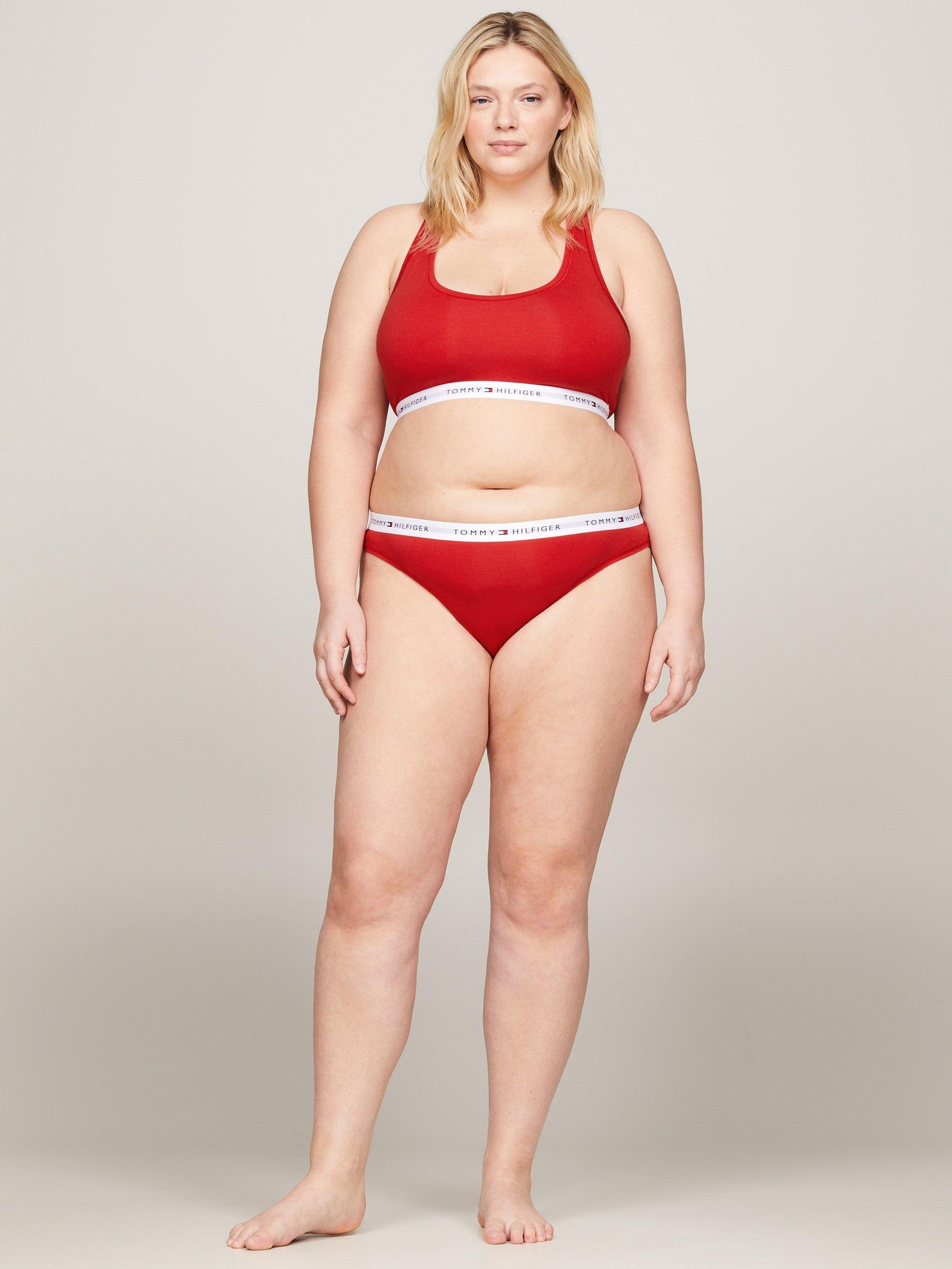 Product image 4 of 5, which shows Tommy Hilfiger Curve Logo Waistband Thong, Primary Red, XL