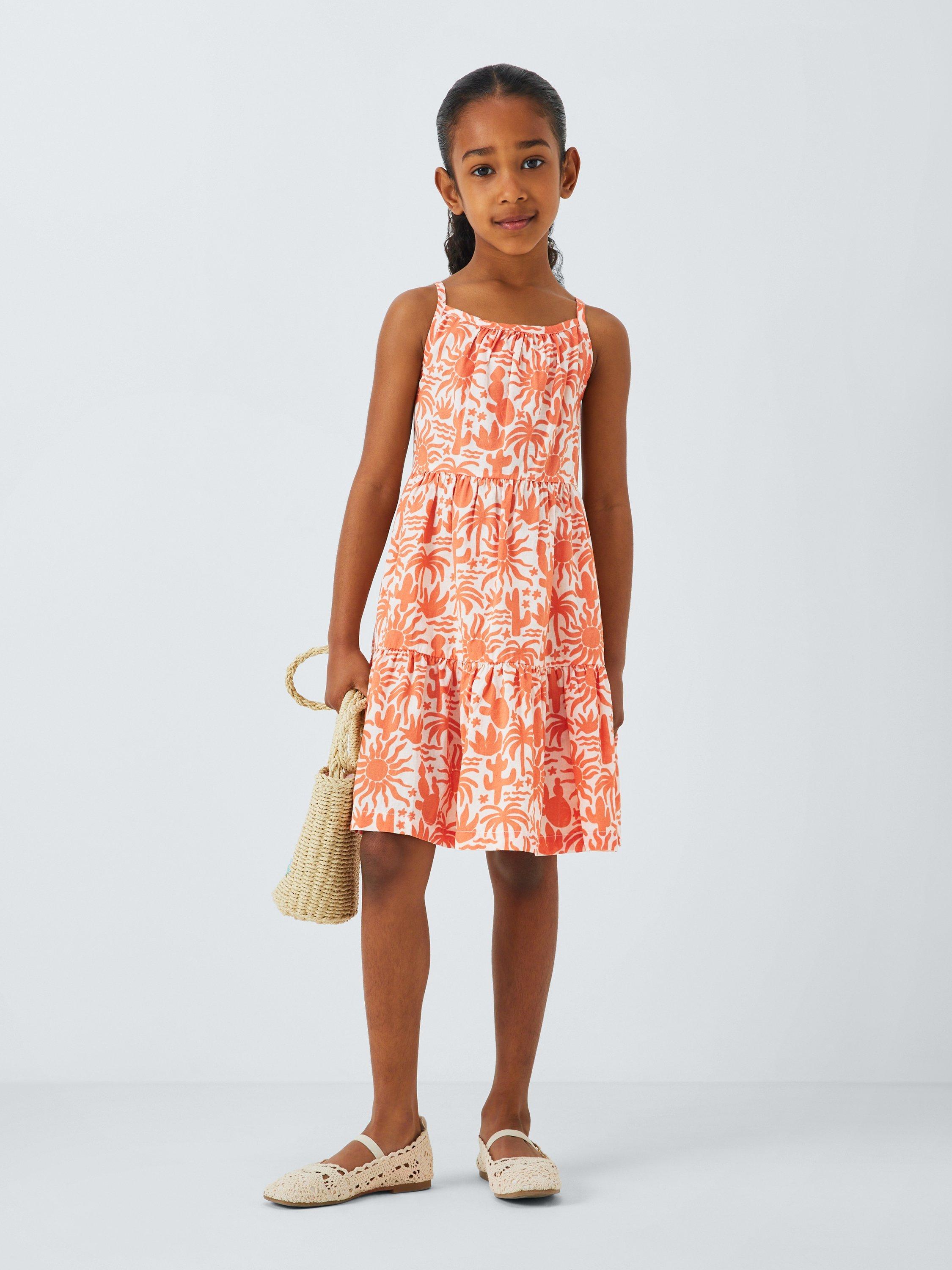 Product image 2 of 7, which shows John Lewis Kids' Desert Beach Dress, Orange, 2 years