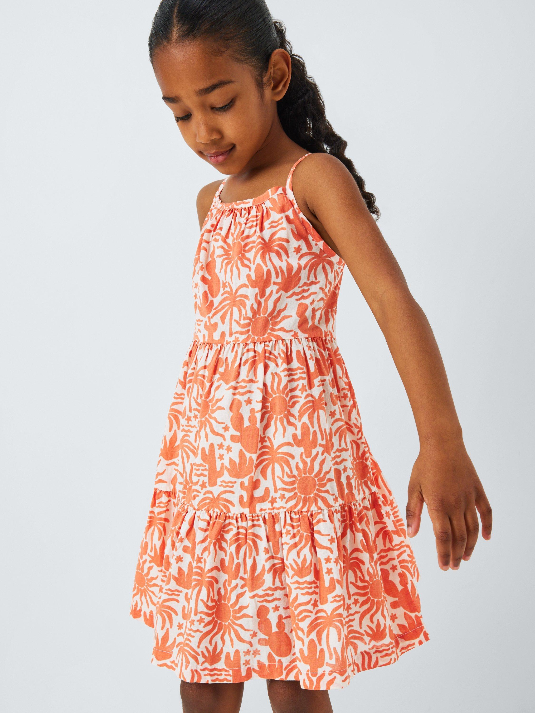 Product image 4 of 7, which shows John Lewis Kids' Desert Beach Dress, Orange, 2 years