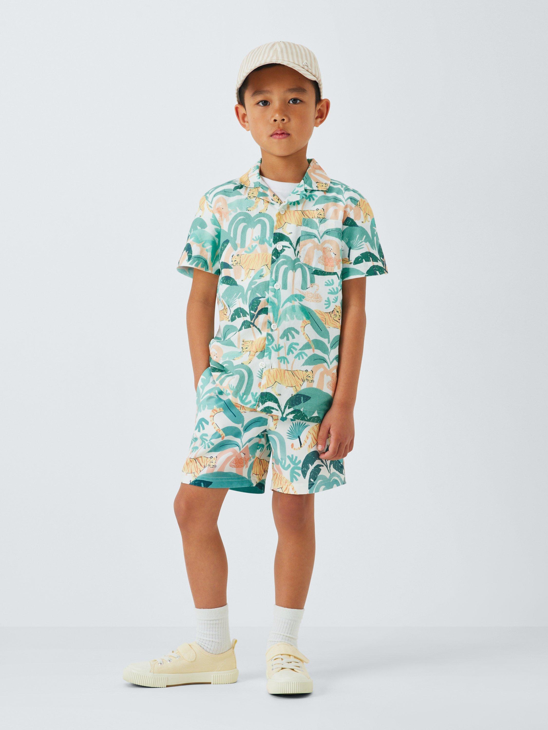Product image 2 of 9, which shows John Lewis Kids' Jungle Tiger Shirt Sleeve Shirt, Multi, 2 years