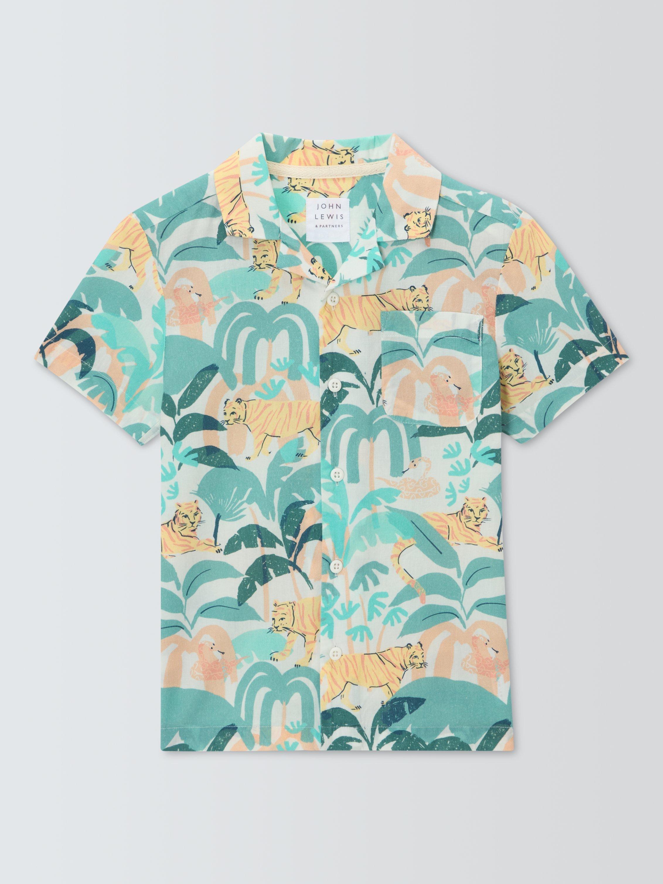 Product image 3 of 9, which shows John Lewis Kids' Jungle Tiger Shirt Sleeve Shirt, Multi, 2 years