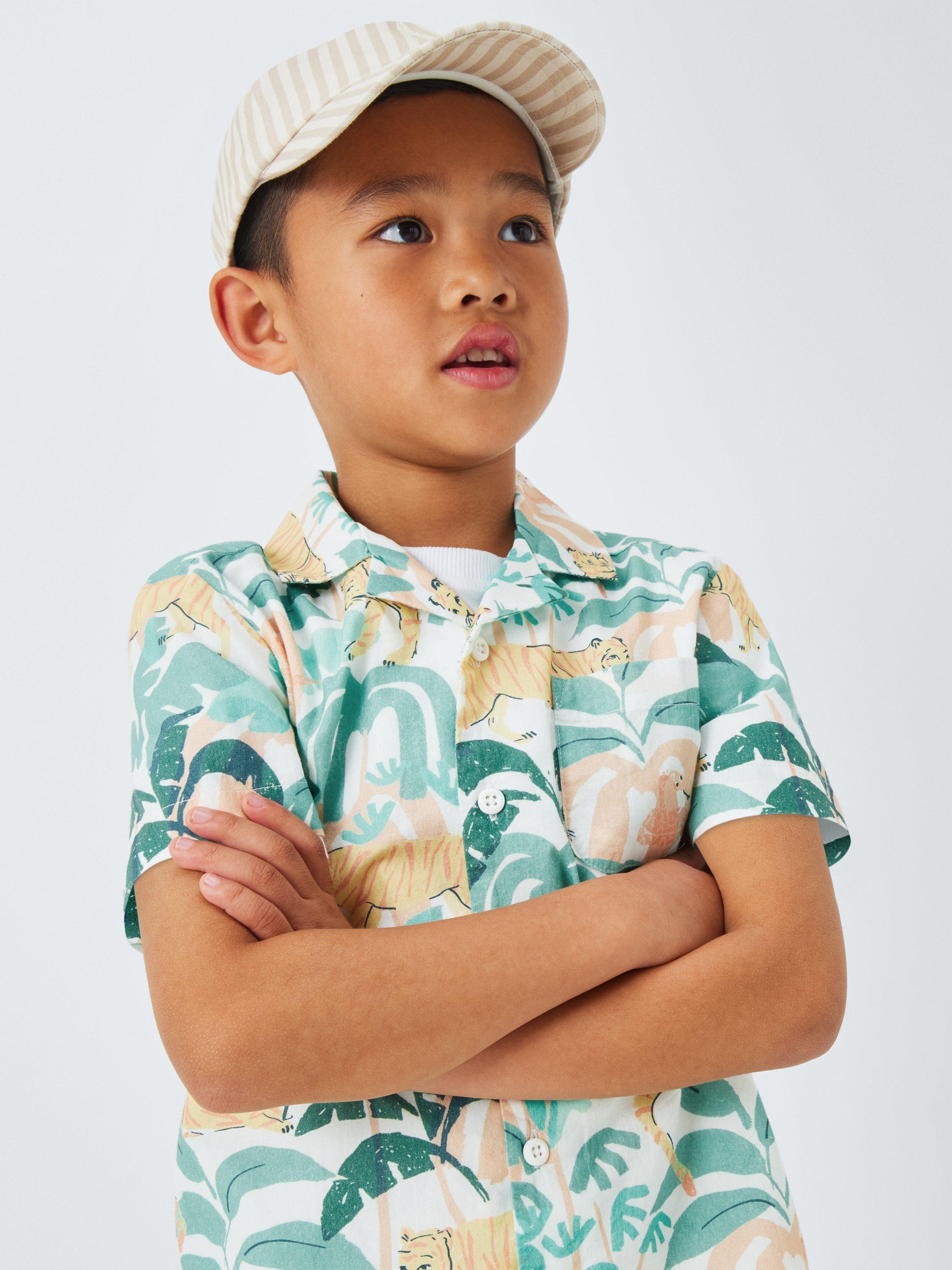 Product image 4 of 9, which shows John Lewis Kids' Jungle Tiger Shirt Sleeve Shirt, Multi, 2 years